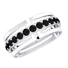Certified Lab Created Black Diamond and Gold Eternity Band Ring