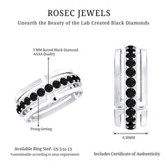 Certified Lab Created Black Diamond and Gold Eternity Band Ring