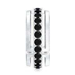 Certified Lab Created Black Diamond and Gold Eternity Band Ring