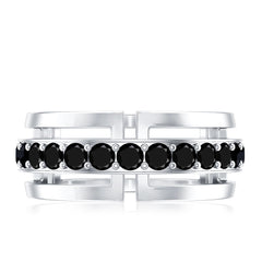 Certified Lab Created Black Diamond and Gold Eternity Band Ring