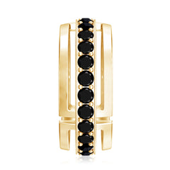 Certified Lab Created Black Diamond and Gold Eternity Band Ring