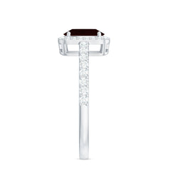 Classic 6X8mm Garnet Oval Engagement Ring with Diamond Halo