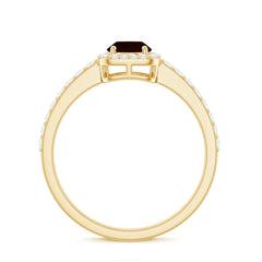 Classic 6X8mm Garnet Oval Engagement Ring with Diamond Halo