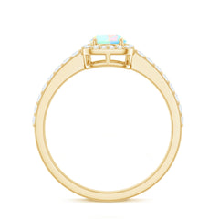 Classic Ethiopian Opal Oval Engagement Ring with Diamond Halo