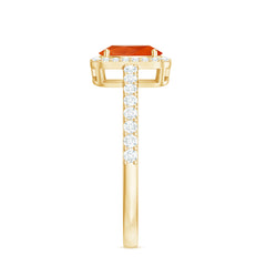 Oval Cut Fire Opal Engagement Ring with Diamond Halo