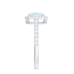 1.50 CT Oval Cut Moonstone Ring with Diamond Halo