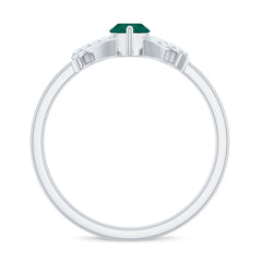 Designer Lab Grown Emerald Marquise Engagement Ring with Diamond