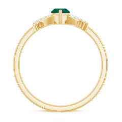 Designer Lab Grown Emerald Marquise Engagement Ring with Diamond