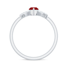 Marquise Cut Lab Created Ruby Designer Engagement Ring