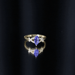 Natural Marquise Tanzanite Diamond Promise Ring for Engagement