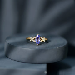 Natural Marquise Tanzanite Diamond Promise Ring for Engagement