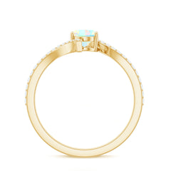 Natural Ethiopian Opal Oval Engagement Ring with Diamond Bypass Shank