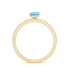 Natural Aquamarine Diamond Oval Engagement Ring with Wedding Band
