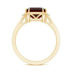 Natural 8mm Asscher Cut Garnet Engagement Ring with Diamond