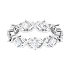 Princess Cut Zircon Gold Crossover Eternity Band Ring