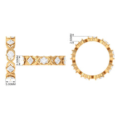 Princess Cut Zircon Gold Crossover Eternity Band Ring