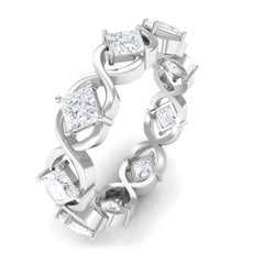 Princess Cut Zircon Gold Crossover Eternity Band Ring