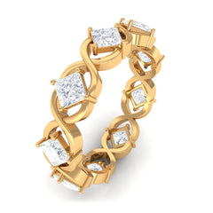 Princess Cut Zircon Gold Crossover Eternity Band Ring