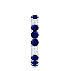3 CT Blue Sapphire and Diamond Designer Eternity Band Ring
