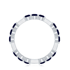 3 CT Blue Sapphire and Diamond Designer Eternity Band Ring