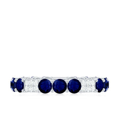 3 CT Blue Sapphire and Diamond Designer Eternity Band Ring
