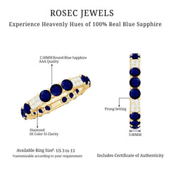 3 CT Blue Sapphire and Diamond Designer Eternity Band Ring