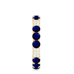 3 CT Blue Sapphire and Diamond Designer Eternity Band Ring