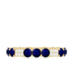 3 CT Blue Sapphire and Diamond Designer Eternity Band Ring