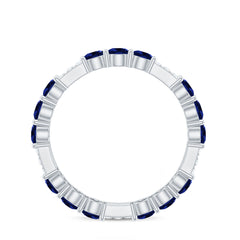 Certified Lab Grown Blue Sapphire Eternity Band Ring with Diamond