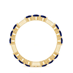 Certified Lab Grown Blue Sapphire Eternity Band Ring with Diamond