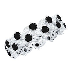 5 CT Created Black Diamond Leaf Eternity Ring with Moissanite