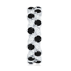 5 CT Created Black Diamond Leaf Eternity Ring with Moissanite