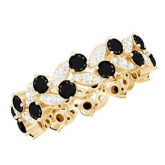5 CT Created Black Diamond Leaf Eternity Ring with Moissanite