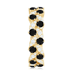 5 CT Created Black Diamond Leaf Eternity Ring with Moissanite