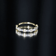 Baguette Cut Cubic Zirconia Designer Half Eternity Ring