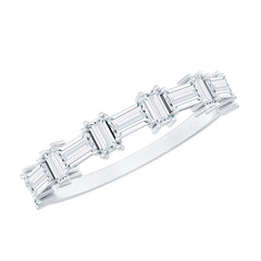 Baguette Cut Cubic Zirconia Designer Half Eternity Ring