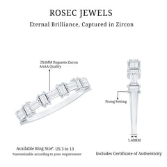 Baguette Cut Cubic Zirconia Designer Half Eternity Ring