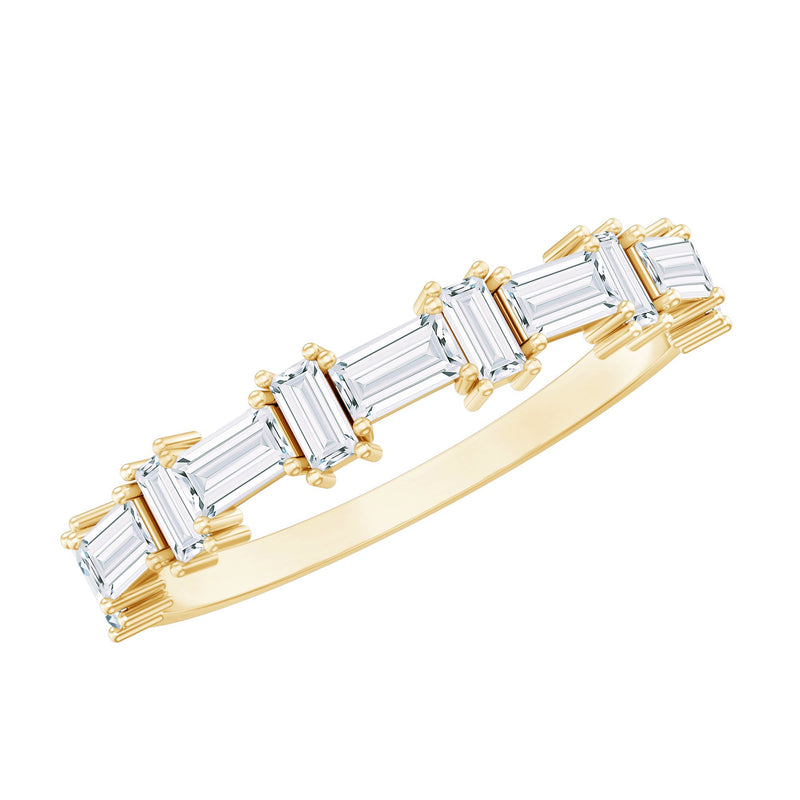 Baguette Cut Cubic Zirconia Designer Half Eternity Ring