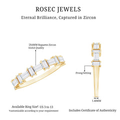 Baguette Cut Cubic Zirconia Designer Half Eternity Ring