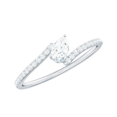 Tilted Pear Shape Simulated Diamond Bypass Promise Ring in Gold