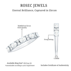 Oval and Round Zircon East West Half Eternity Ring in Gold