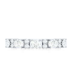 Oval and Round Zircon East West Half Eternity Ring in Gold