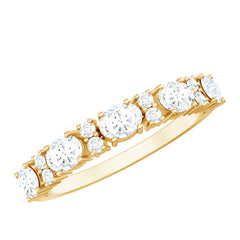 Oval and Round Zircon East West Half Eternity Ring in Gold