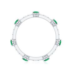 Natural Oval Emerald Diamond Eternity Marriage Anniversary Ring