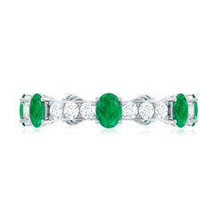 Natural Oval Emerald Diamond Eternity Marriage Anniversary Ring