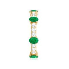Natural Oval Emerald Diamond Eternity Marriage Anniversary Ring