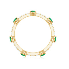 Natural Oval Emerald Diamond Eternity Marriage Anniversary Ring