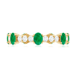 Natural Oval Emerald Diamond Eternity Marriage Anniversary Ring