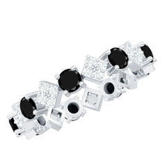Lab-Created Black Diamond and Diamond Classic Eternity Band Ring