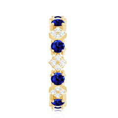 Certified Lab-Created Blue Sapphire and Diamond Eternity Band Ring